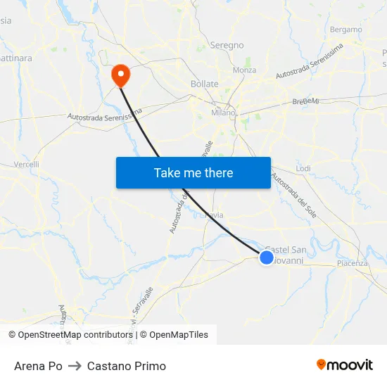 Arena Po to Castano Primo map