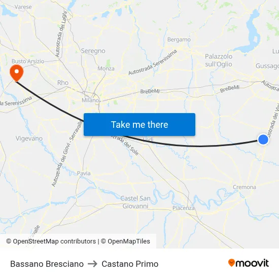 Bassano Bresciano to Castano Primo map