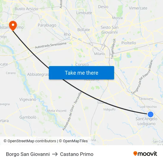 San Giovanni Borough to Castano Primo map