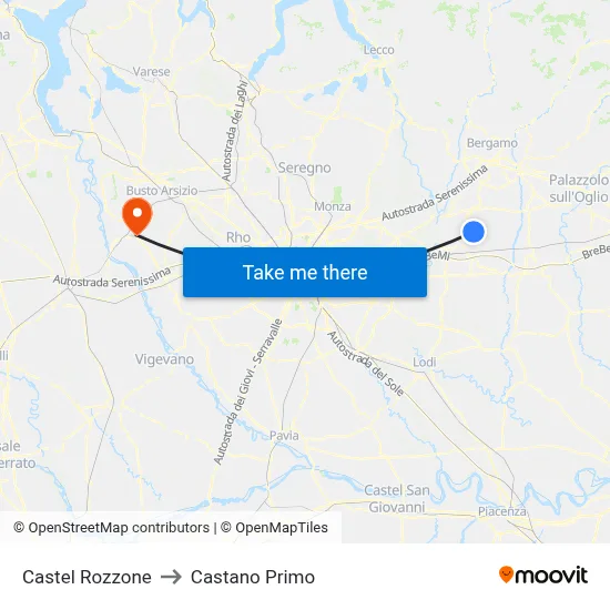 Castel Rozzone to Castano Primo map
