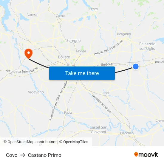 Covo to Castano Primo map