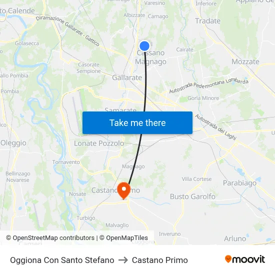 Oggiona Con Santo Stefano to Castano Primo map