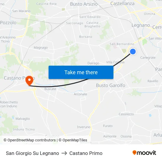 San Giorgio Su Legnano to Castano Primo map