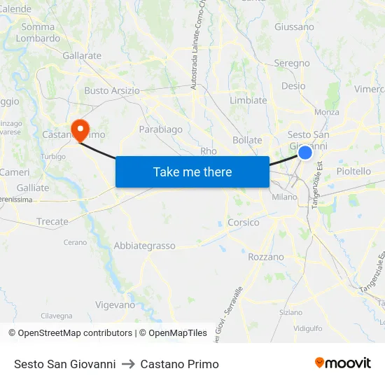 Sesto San Giovanni to Castano Primo map