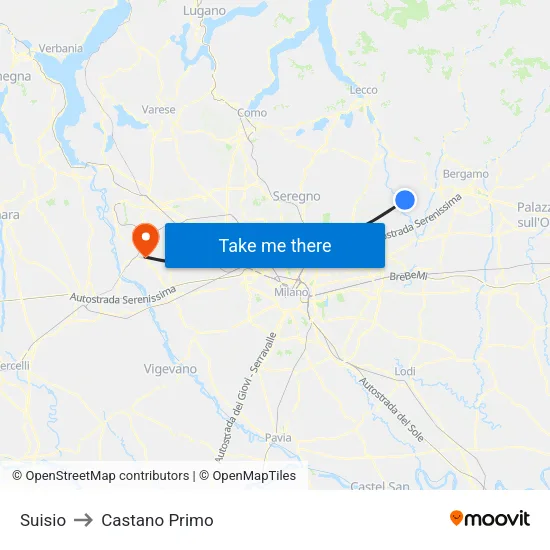 Suisio to Castano Primo map