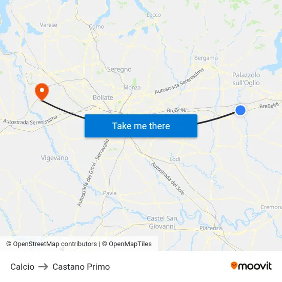 Soccer to Castano Primo map