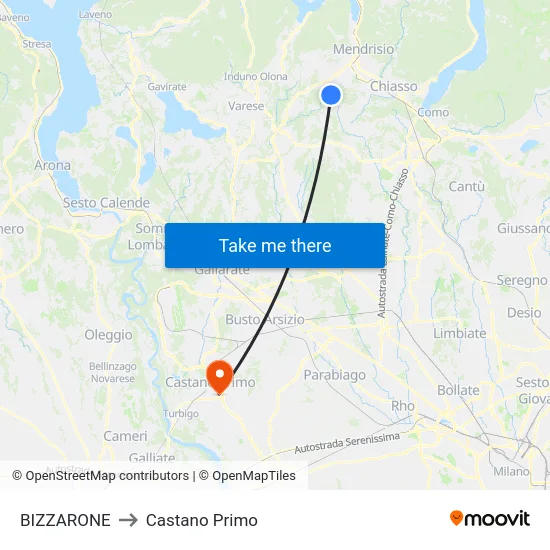 BIZZARONE to Castano Primo map