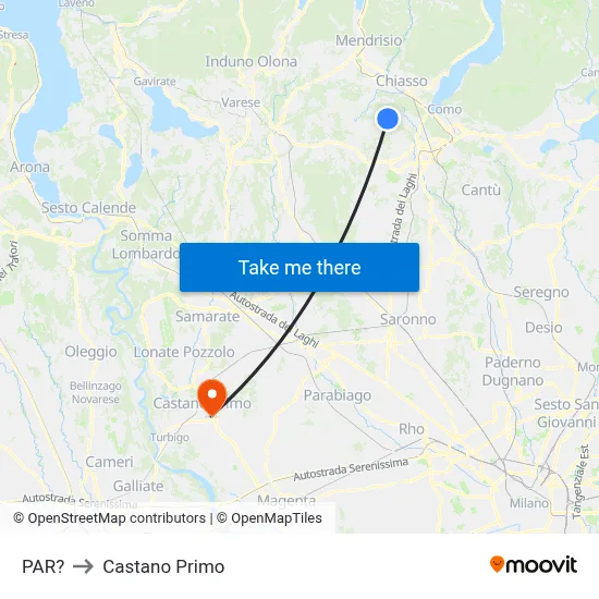 Parre to Castano Primo map