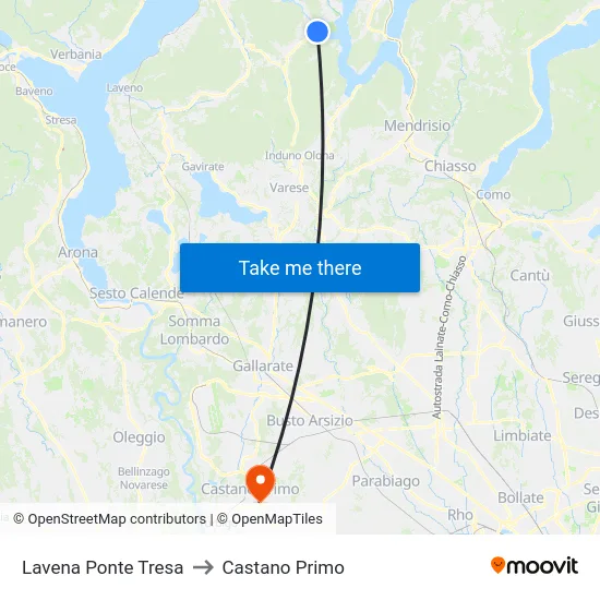 Lavena Ponte Tresa to Castano Primo map