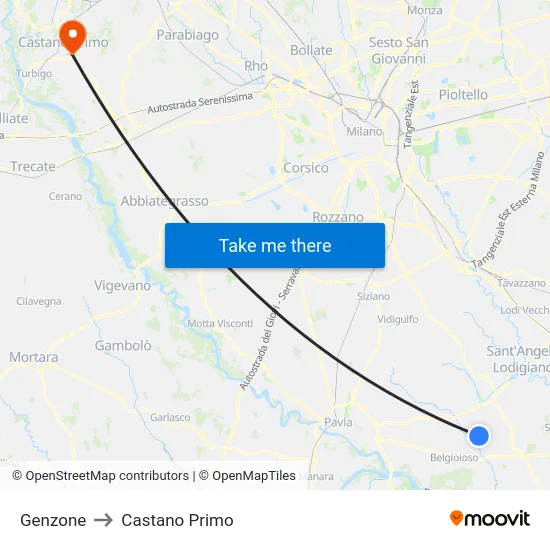 Genzone to Castano Primo map