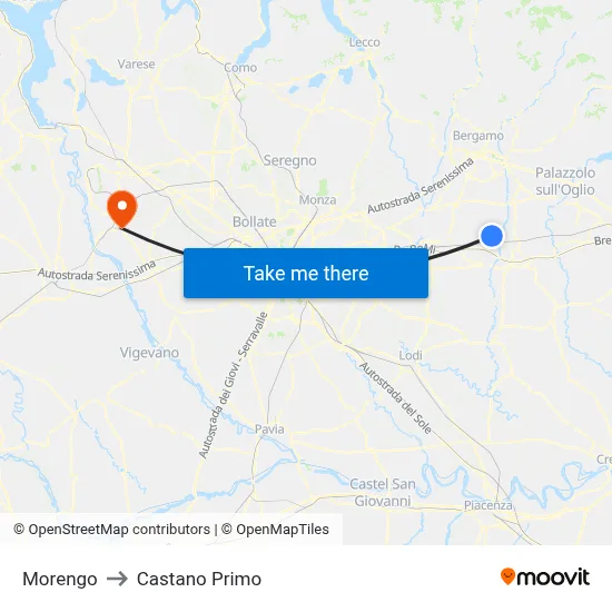 Morengo to Castano Primo map