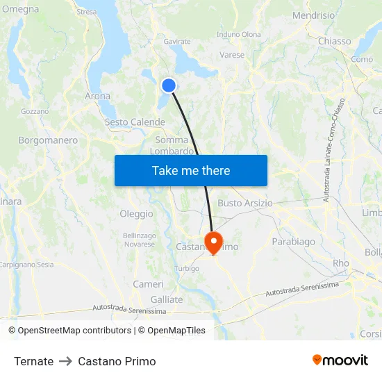 Ternate to Castano Primo map