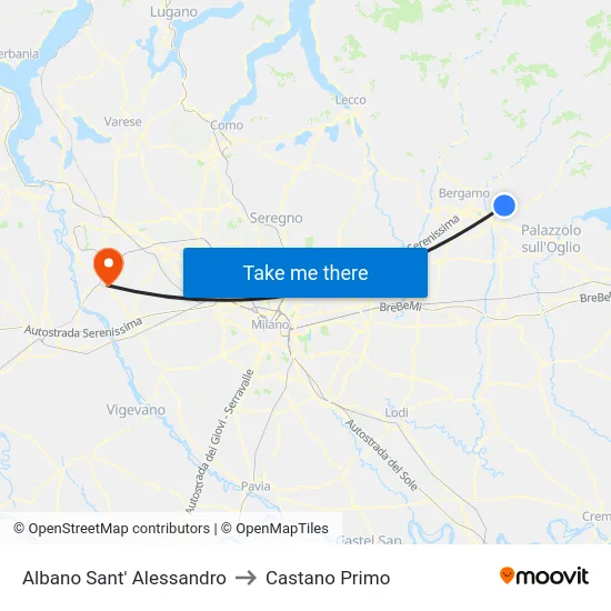 Albano Sant' Alessandro to Castano Primo map