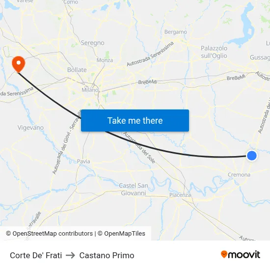 Corte de' Frati to Castano Primo map