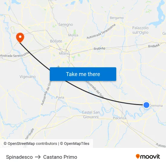 Spinadesco to Castano Primo map