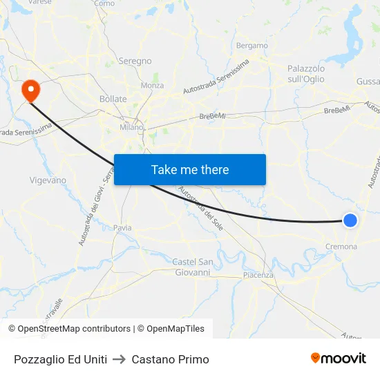 Pozzaglio Ed Uniti to Castano Primo map