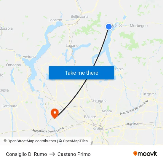 Consiglio Di Rumo to Castano Primo map