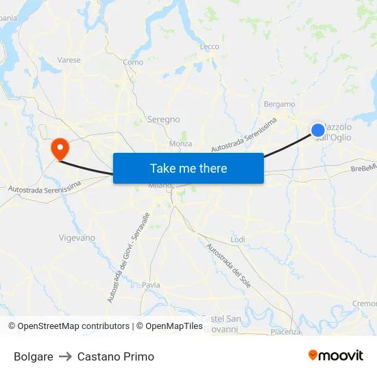 Bolgare to Castano Primo map