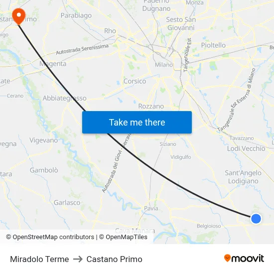 Miradolo Terme to Castano Primo map