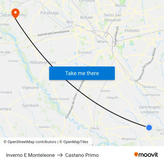 Inverno e Monteleone to Castano Primo map