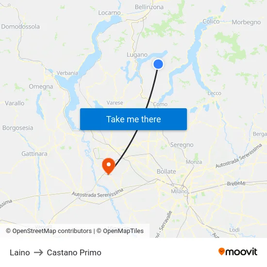 Laino to Castano Primo map