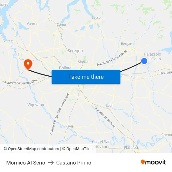 Mornico Al Serio to Castano Primo map