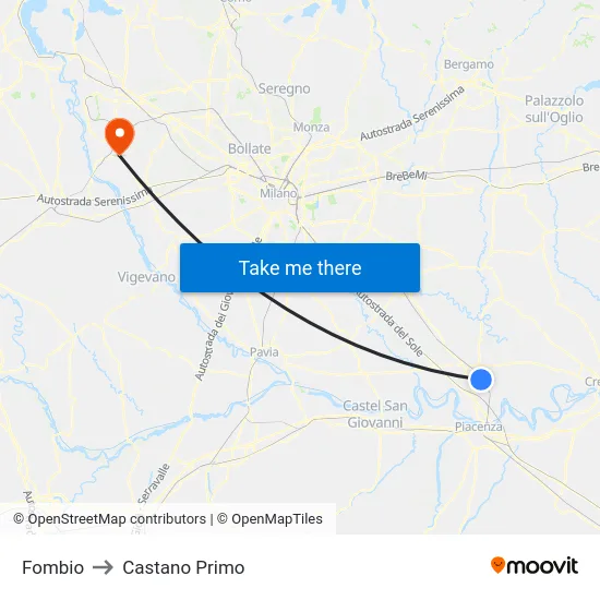 Fombio to Castano Primo map