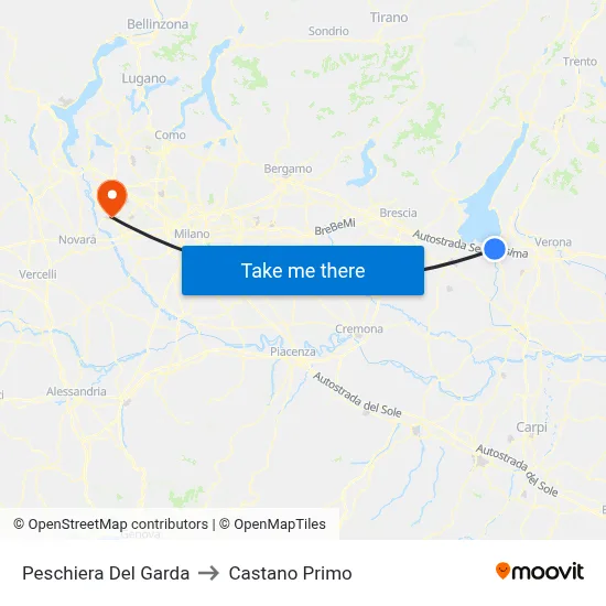 Peschiera Del Garda to Castano Primo map