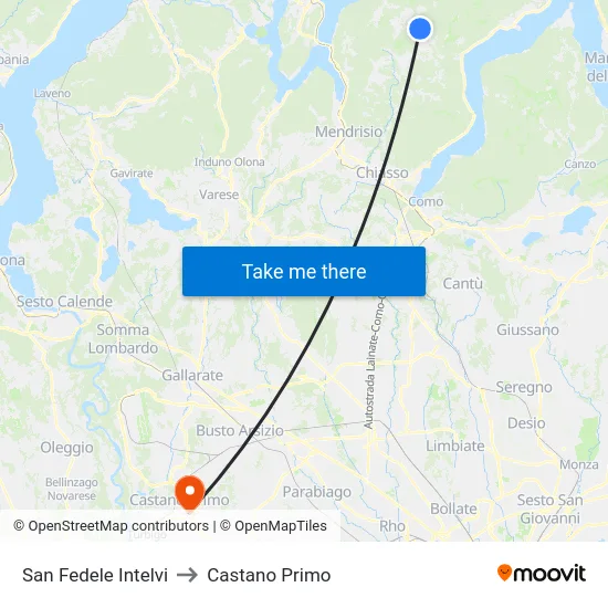 San Fedele Intelvi to Castano Primo map