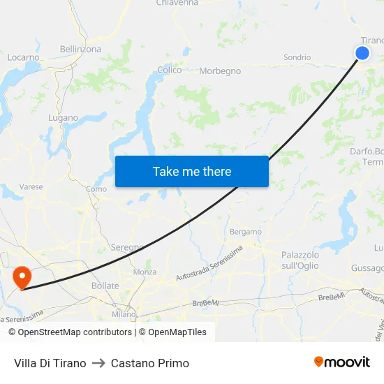 Villa Di Tirano to Castano Primo map