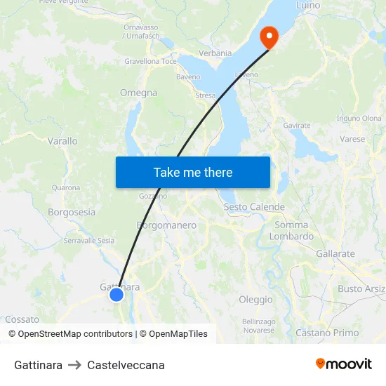 Gattinara to Castelveccana map
