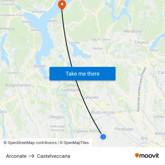 Arconate to Castelveccana map