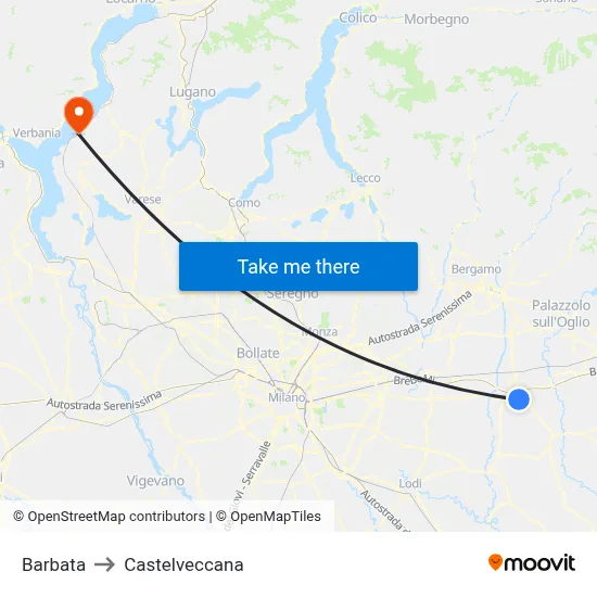 Barbata to Castelveccana map