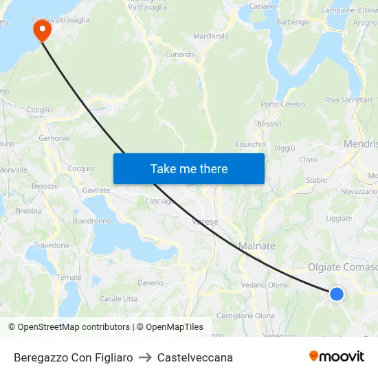 Beregazzo con Figliaro to Castelveccana map