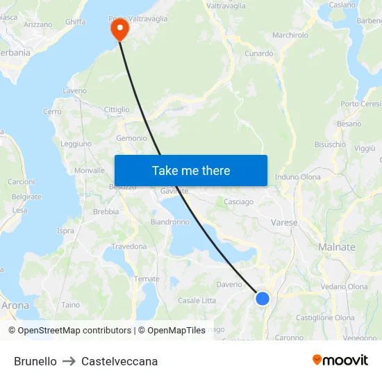 Brunello to Castelveccana map