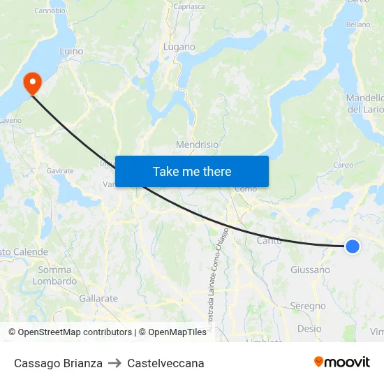Cassago Brianza to Castelveccana map