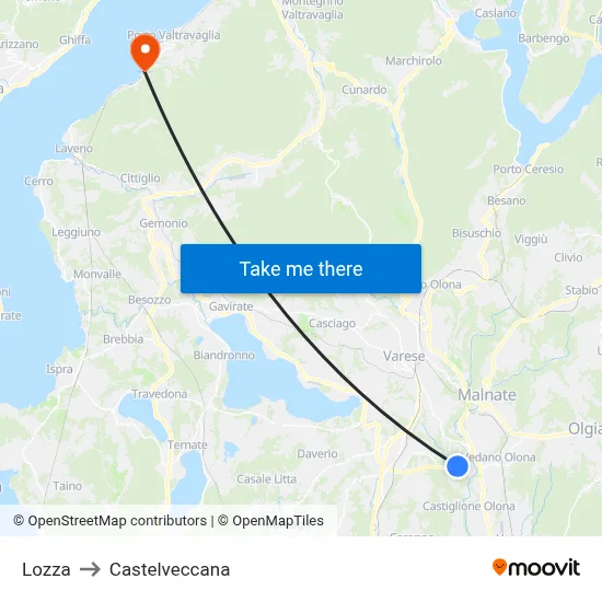 Lozza to Castelveccana map