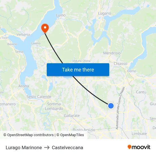 Lurago Marinone to Castelveccana map