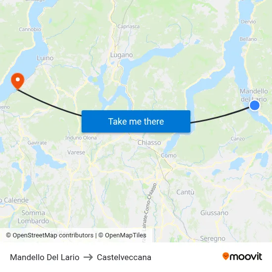 Mandello Del Lario to Castelveccana map