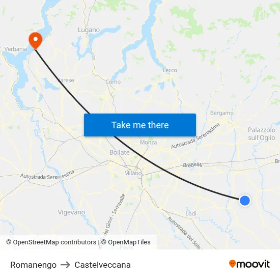 Romanengo to Castelveccana map