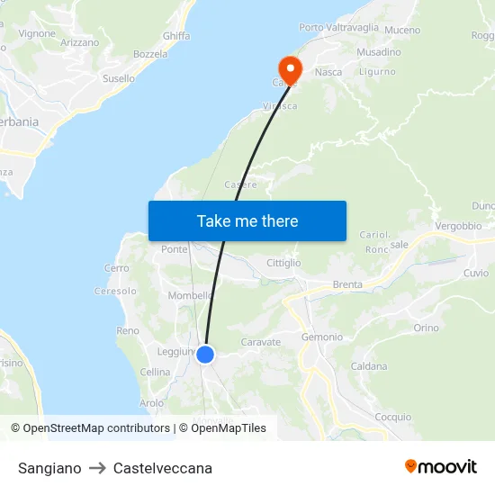 Sangiano to Castelveccana map