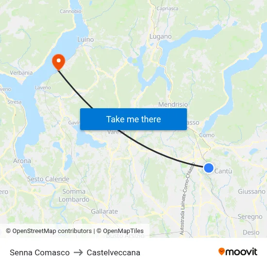 Senna Comasco to Castelveccana map