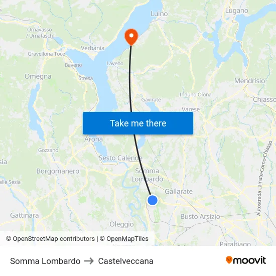 Somma Lombardo to Castelveccana map