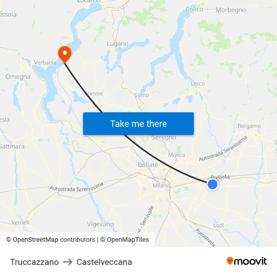 Truccazzano to Castelveccana map