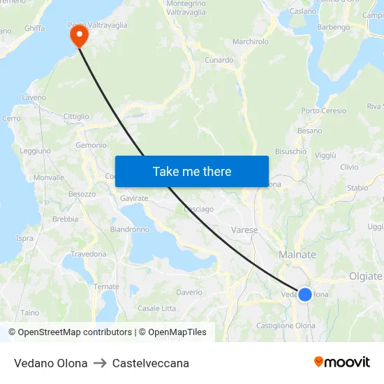 Vedano Olona to Castelveccana map