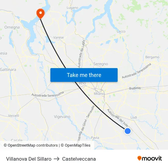 Villanova Del Sillaro to Castelveccana map