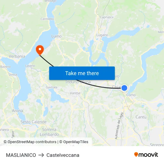 Maslianico to Castelveccana map