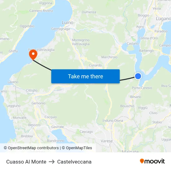 Cuasso Al Monte to Castelveccana map