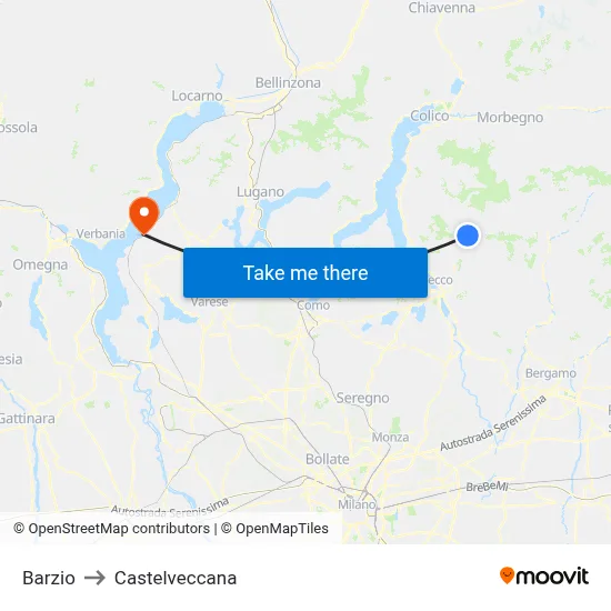 Barzio to Castelveccana map