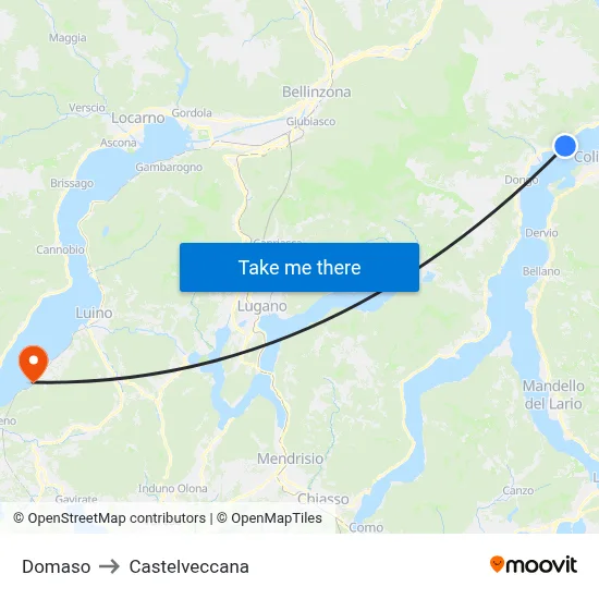 Domaso to Castelveccana map